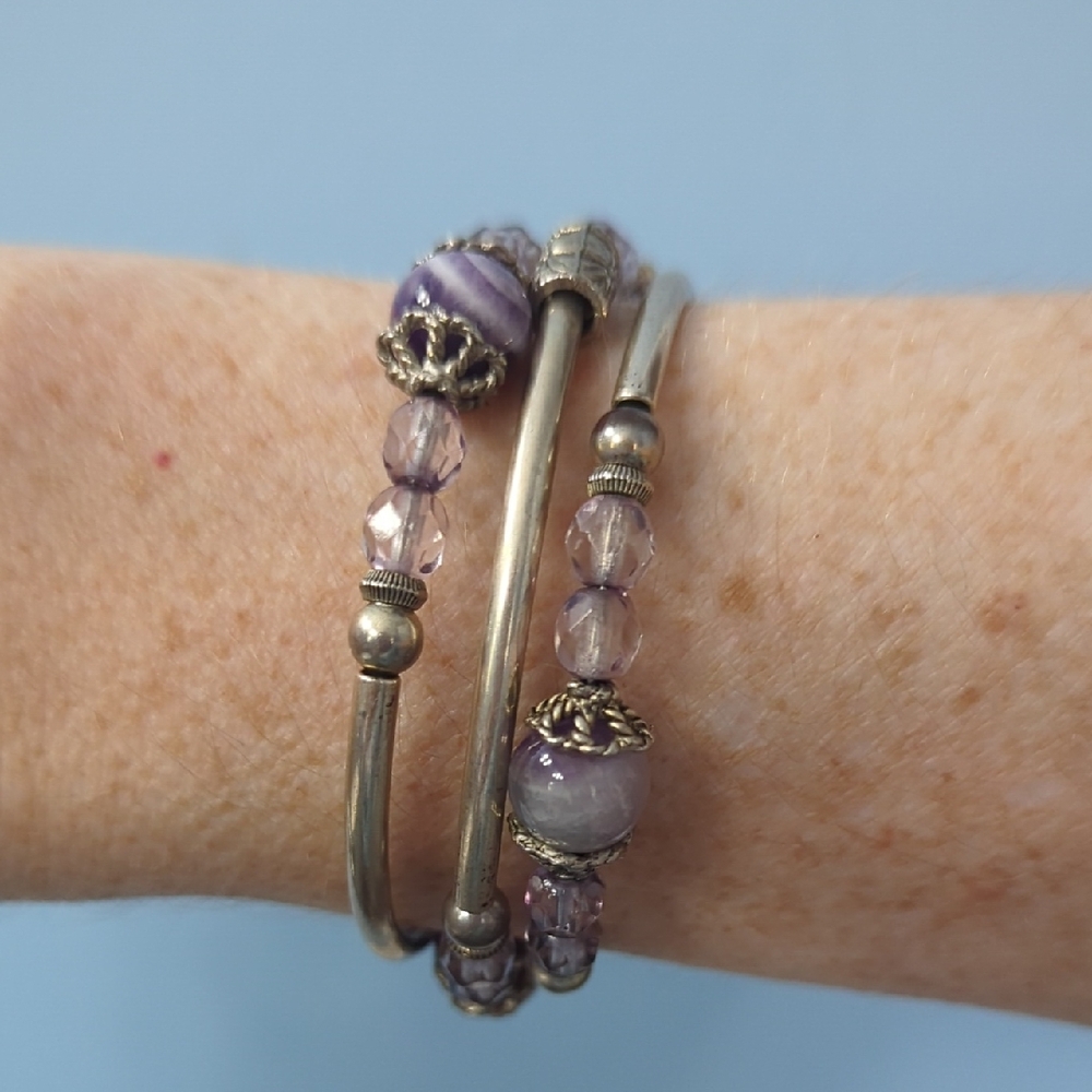 Purple Spiral Beaded Bracelet
